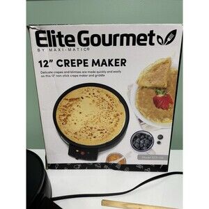 Elite Gourmet ECP-126 Electric Crepe Maker and Non-stick Griddle with Spreader